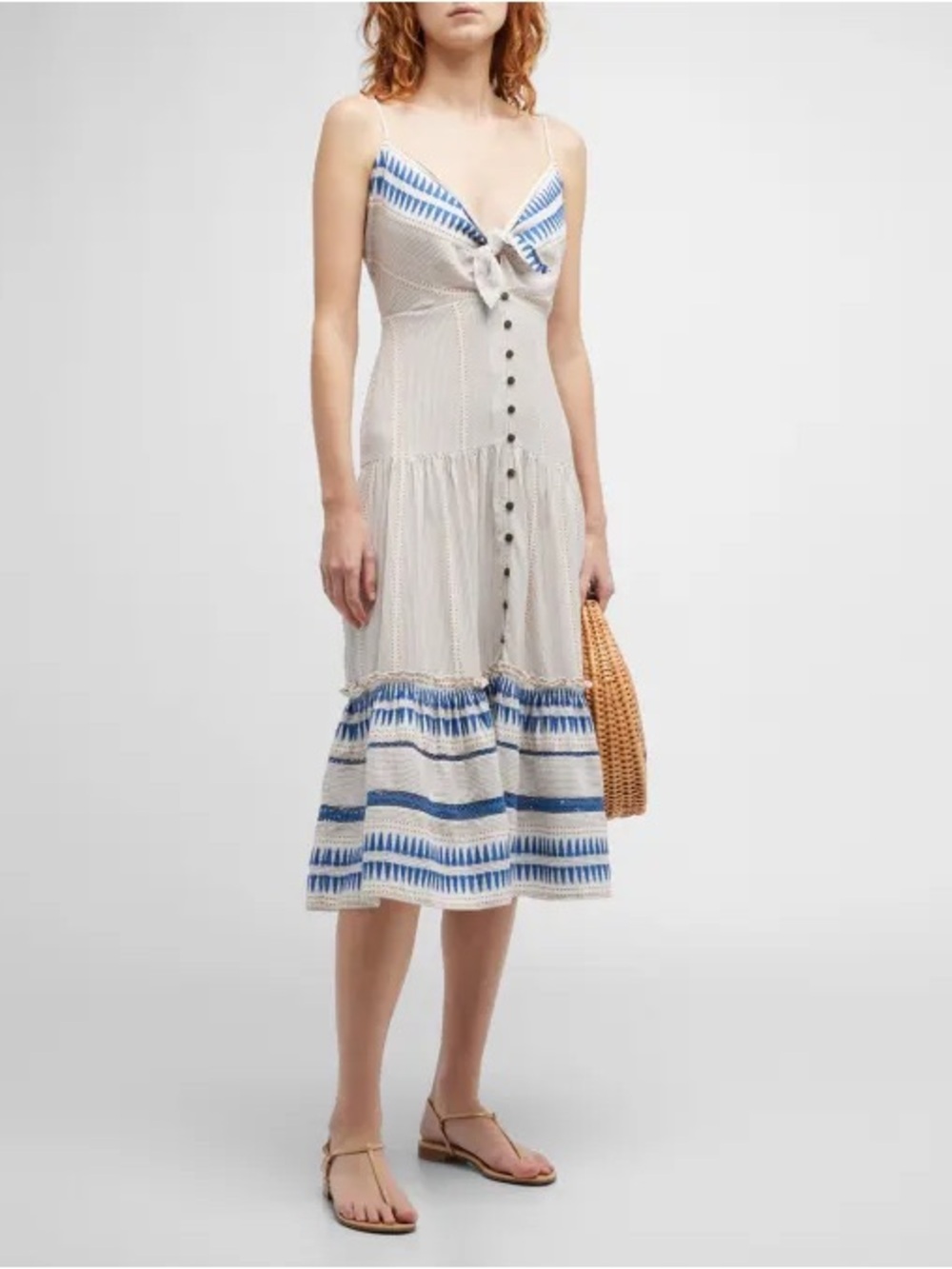 Veronica Beard Abilene Striped Tiered Midi Dress